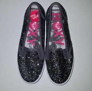 Roxy Glitter Silver/Gray Slip-On Sneakers Size 8